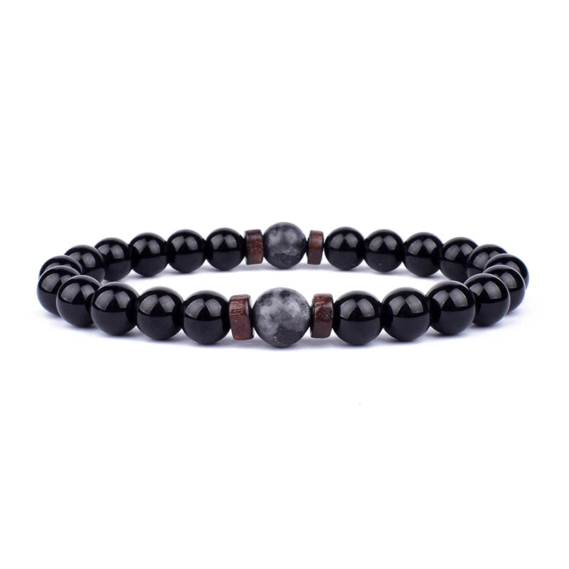 Volcanic Stone Bracelet for Men Lava Wooden